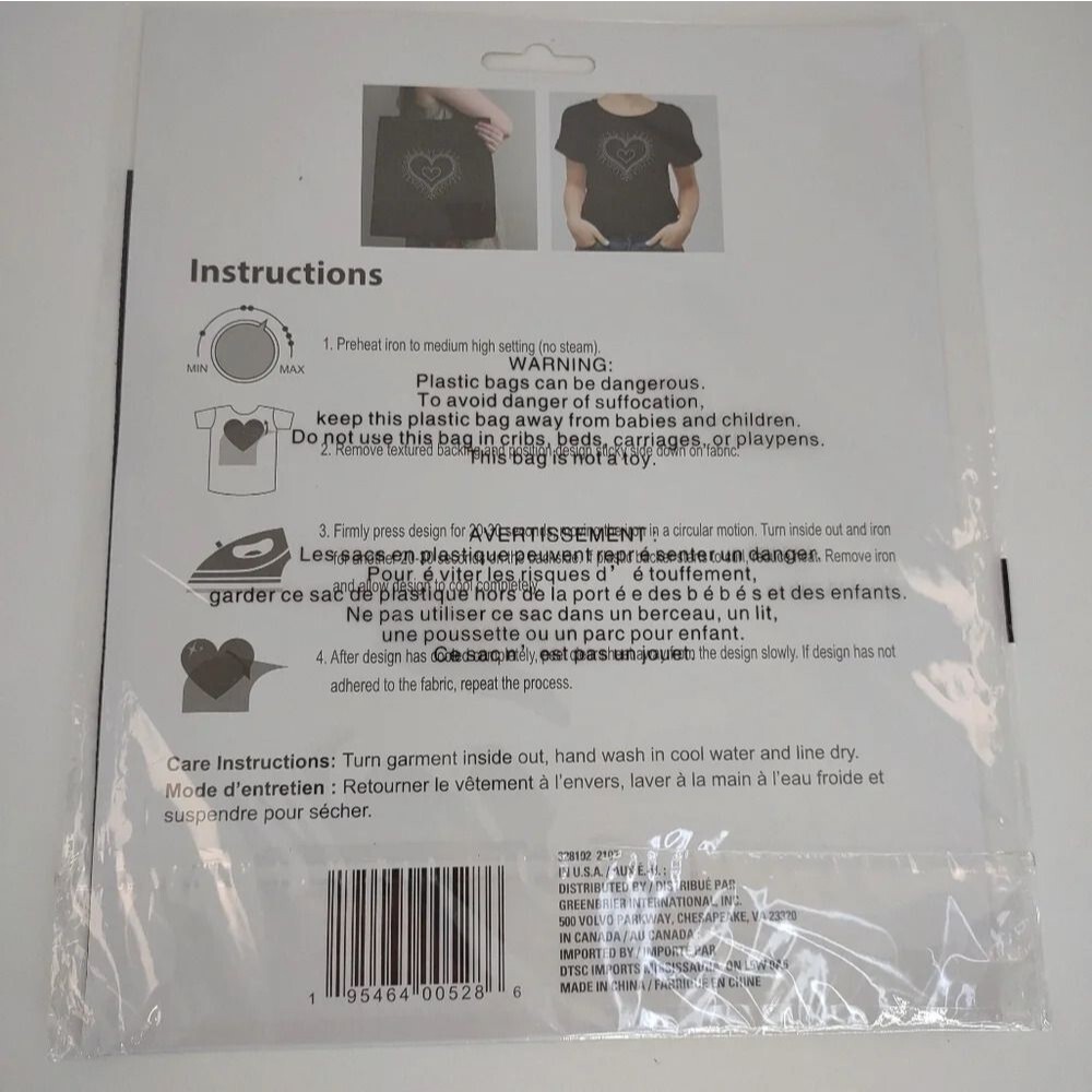 Crafter’s Square Iron-On Heart sparkle rhinestone Appliqué NWT - Picture 6 of 6